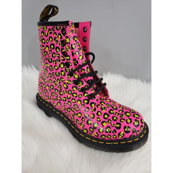 NEW Dr. Martens Docs 1460 Loud Leopard Smooth Pink 27652682 Women 6 Combat Boot - Picture 2 of 8